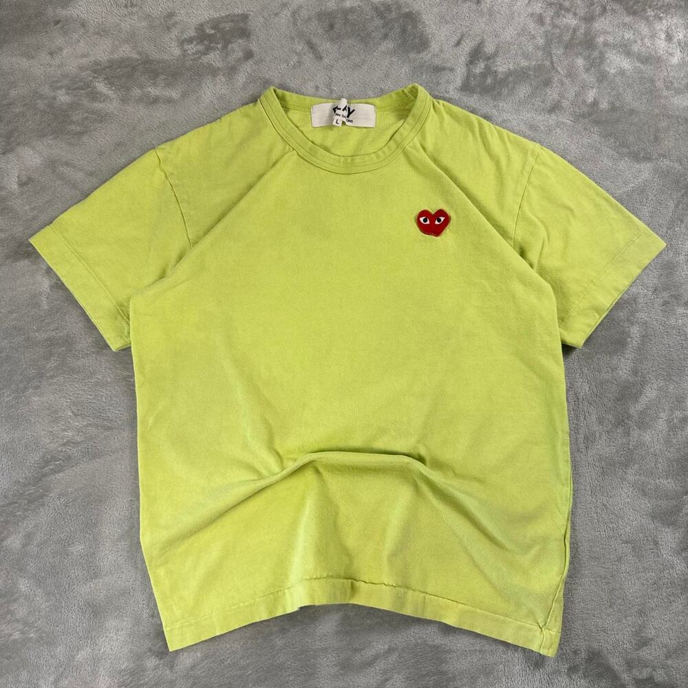 Comme des Garçons PLAY Heart T-Shirt Men’s Large Lime Green Designer Tee